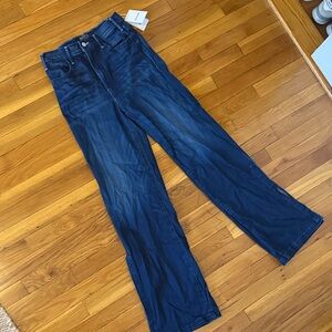 NWT MOTHER Hustler Sidewinder Flare Jeans in Dark Blue